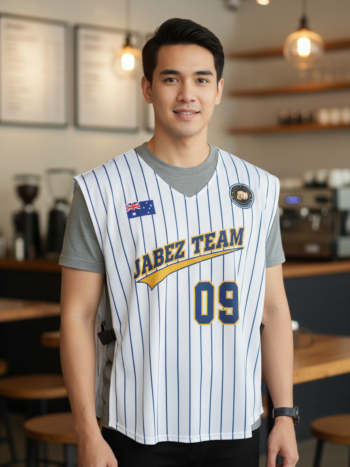ออกแบบเสื้อกั๊ก รับผลิตเสื้อกั๊ก JABEZ ด้านหน้า