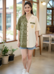 ออกแบบเสื้อทีมผ้าไทย รับผลิตเสื้อทีมผ้าไทย ทรงฮาวาย ด้านหน้า
