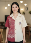 ออกแบบเสื้อทีมผ้าไทย รับผลิตเสื้อทีมผ้าไทย ทรงฮาวาย ด้านหน้า
