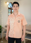 ออกแบบเสื้อทีมผ้าไทย รับผลิตเสื้อทีมผ้าไทย ทรงฮาวาย ด้านหน้า