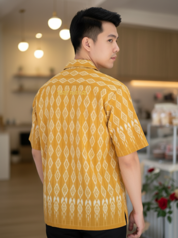 เสื้อทีมผ้าไทย ลายมัดหมี่ ด้านหลัง