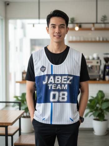 ออกแบบเสื้อกั๊ก รับผลิตเสื้อกั๊ก JABEZ ด้านหน้า