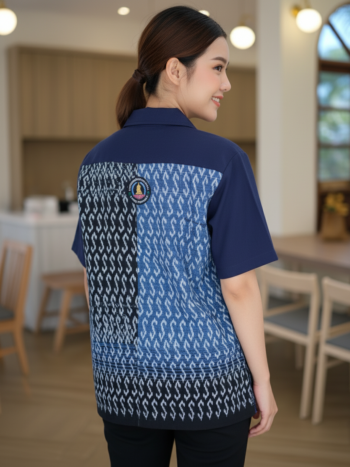 เสื้อทีมผ้าไทย ลายมัดหมี่ ด้านหลัง