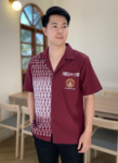 ออกแบบเสื้อทีมผ้าไทย รับผลิตเสื้อทีมผ้าไทย ทรงฮาวาย ด้านหน้า