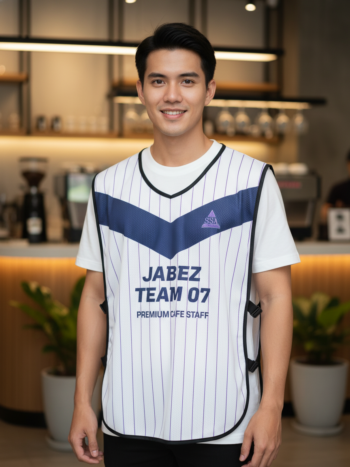 ออกแบบเสื้อกั๊ก รับผลิตเสื้อกั๊ก JABEZ ด้านหน้า