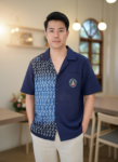 ออกแบบเสื้อทีมผ้าไทย รับผลิตเสื้อทีมผ้าไทย ทรงฮาวาย ด้านหน้า