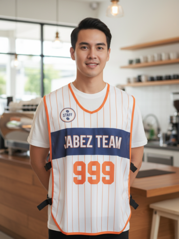 ออกแบบเสื้อกั๊ก รับผลิตเสื้อกั๊ก JABEZ ด้านหน้า