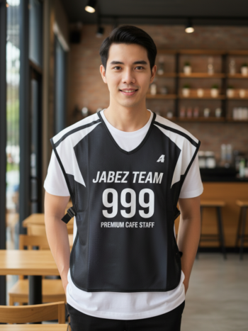 ออกแบบเสื้อกั๊ก รับผลิตเสื้อกั๊ก JABEZ ด้านหน้า