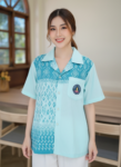ออกแบบเสื้อทีมผ้าไทย รับผลิตเสื้อทีมผ้าไทย ทรงฮาวาย ด้านหน้า