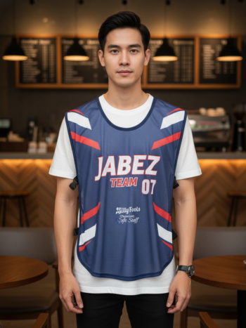 ออกแบบเสื้อกั๊ก รับผลิตเสื้อกั๊ก JABEZ ด้านหน้า