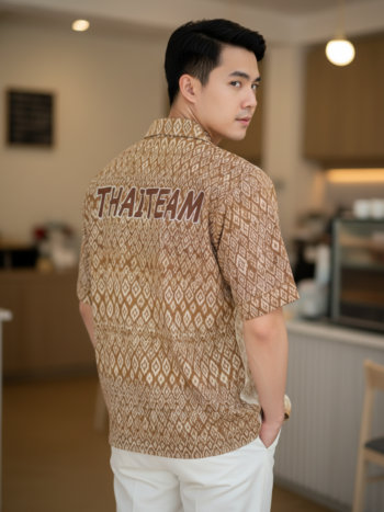 เสื้อทีมผ้าไทย ลายมัดหมี่ ด้านหลัง