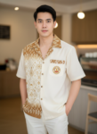 ออกแบบเสื้อทีมผ้าไทย รับผลิตเสื้อทีมผ้าไทย ทรงฮาวาย ด้านหน้า