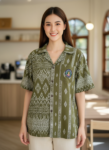 ออกแบบเสื้อทีมผ้าไทย รับผลิตเสื้อทีมผ้าไทย ทรงฮาวาย ด้านหน้า