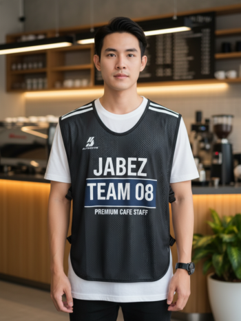 ออกแบบเสื้อกั๊ก รับผลิตเสื้อกั๊ก JABEZ ด้านหน้า