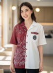ออกแบบเสื้อทีมผ้าไทย รับผลิตเสื้อทีมผ้าไทย ทรงฮาวาย ด้านหน้า