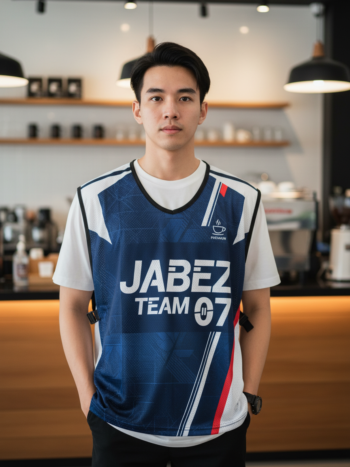 ออกแบบเสื้อกั๊ก รับผลิตเสื้อกั๊ก JABEZ ด้านหน้า