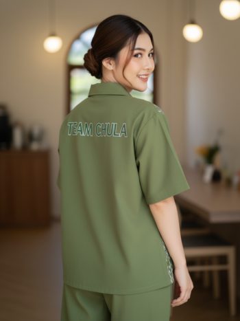 เสื้อทีมผ้าไทย ลายมัดหมี่ ด้านหลัง