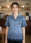 ออกแบบเสื้อทีมผ้าไทย รับผลิตเสื้อทีมผ้าไทย ทรงฮาวาย ด้านหน้า