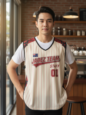 ออกแบบเสื้อกั๊ก รับผลิตเสื้อกั๊ก JABEZ ด้านหน้า