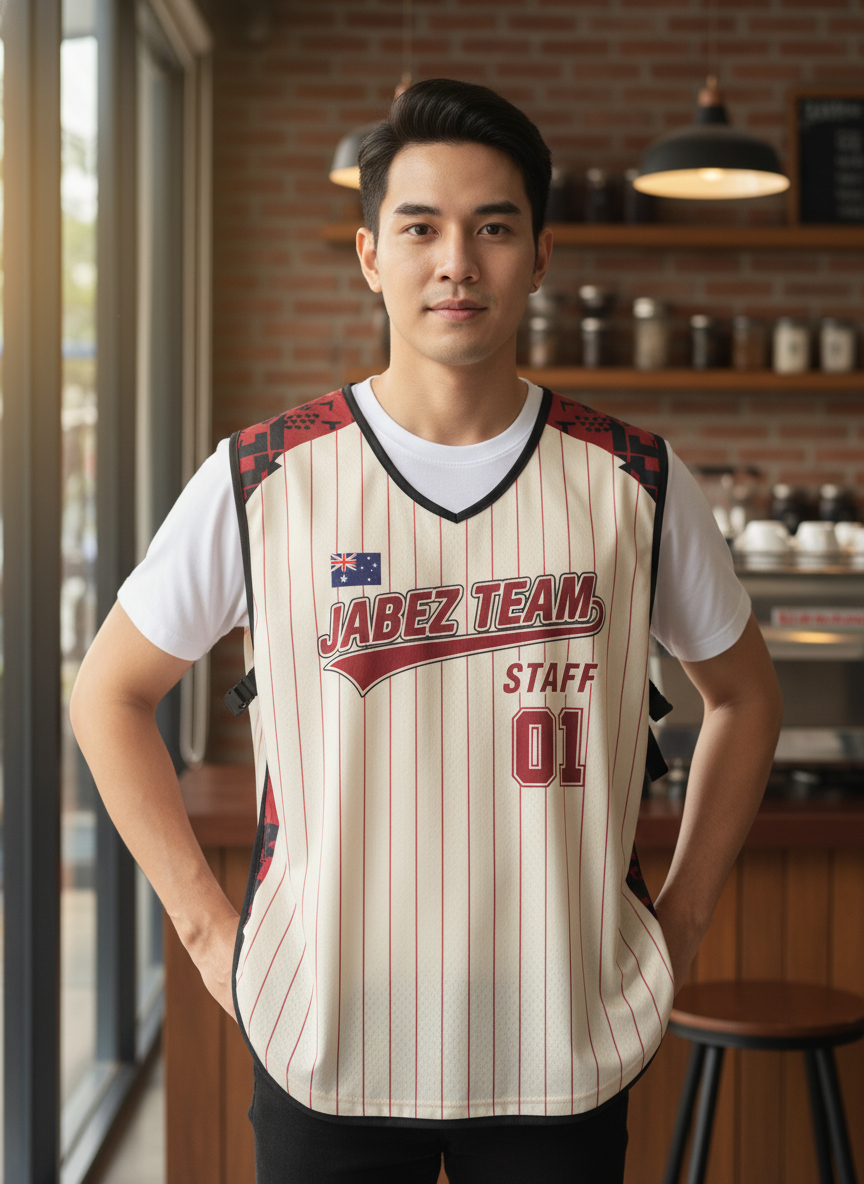 ออกแบบเสื้อกั๊ก รับผลิตเสื้อกั๊ก JABEZ ด้านหน้า ออกแบบเสื้อกั๊ก รับผลิตเสื้อกั๊ก JABEZ ด้านหน้า
