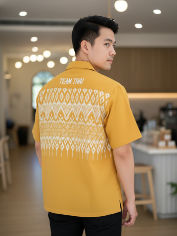 เสื้อทีมผ้าไทย ลายมัดหมี่ ด้านหลัง