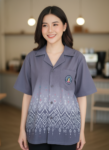 ออกแบบเสื้อทีมผ้าไทย รับผลิตเสื้อทีมผ้าไทย ทรงฮาวาย ด้านหน้า
