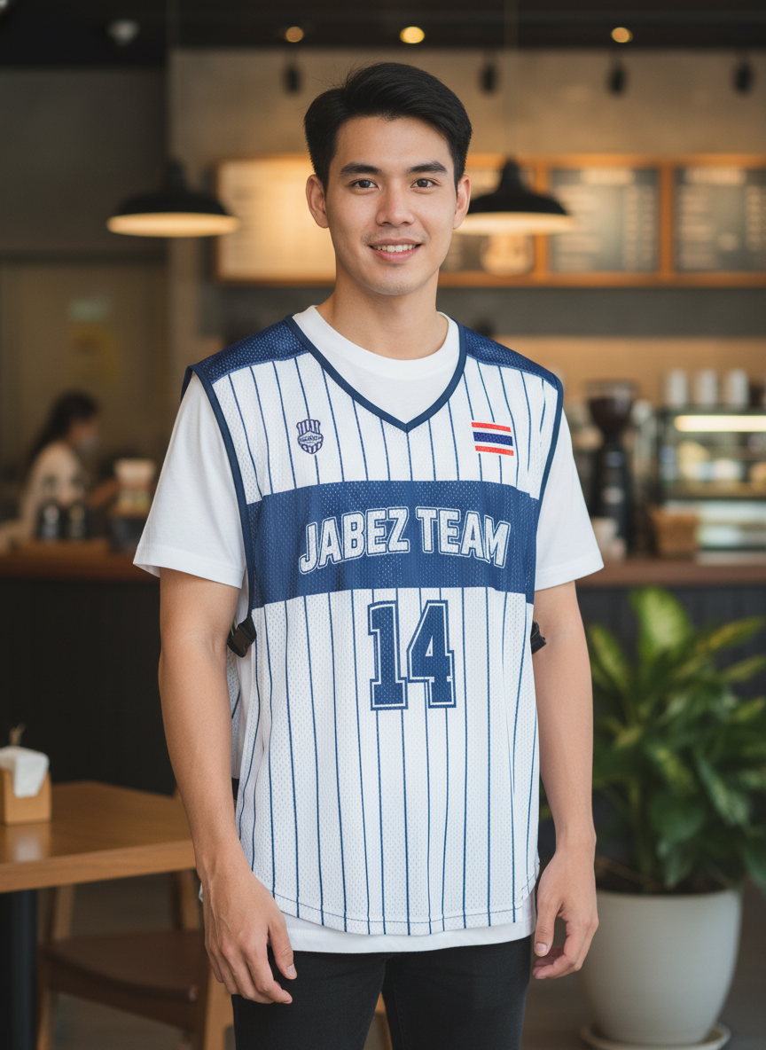 ออกแบบเสื้อกั๊ก รับผลิตเสื้อกั๊ก JABEZ ด้านหน้า ออกแบบเสื้อกั๊ก รับผลิตเสื้อกั๊ก JABEZ ด้านหน้า