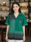 ออกแบบเสื้อทีมผ้าไทย รับผลิตเสื้อทีมผ้าไทย ทรงฮาวาย ด้านหน้า