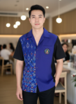 ออกแบบเสื้อทีมผ้าไทย รับผลิตเสื้อทีมผ้าไทย ทรงฮาวาย ด้านหน้า
