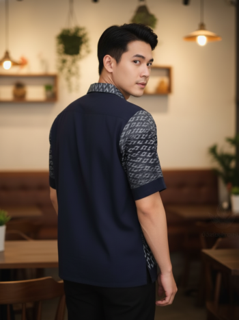 เสื้อทีมผ้าไทย ลายมัดหมี่ ด้านหลัง