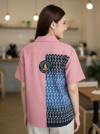 เสื้อทีมผ้าไทย ลายมัดหมี่ ด้านหลัง