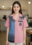 ออกแบบเสื้อทีมผ้าไทย รับผลิตเสื้อทีมผ้าไทย ทรงฮาวาย ด้านหน้า
