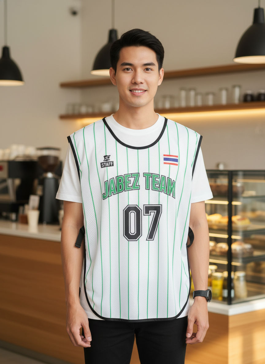 ออกแบบเสื้อกั๊ก รับผลิตเสื้อกั๊ก JABEZ ด้านหน้า ออกแบบเสื้อกั๊ก รับผลิตเสื้อกั๊ก JABEZ ด้านหน้า