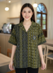 ออกแบบเสื้อทีมผ้าไทย รับผลิตเสื้อทีมผ้าไทย ทรงฮาวาย ด้านหน้า