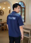 ออกแบบเสื้อทีมผ้าไทย รับผลิตเสื้อทีมผ้าไทย ทรงฮาวาย ด้านหน้า