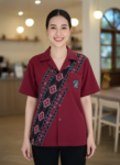ออกแบบเสื้อทีมผ้าไทย รับผลิตเสื้อทีมผ้าไทย ทรงฮาวาย ด้านหน้า