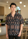 ออกแบบเสื้อทีมผ้าไทย รับผลิตเสื้อทีมผ้าไทย ทรงฮาวาย ด้านหน้า