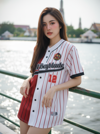 เสื้อเบสบอลพิมพ์ลาย สั่งทำ ออกแบบเอง ORDER 317 รอบ 4 ด้านหน้า