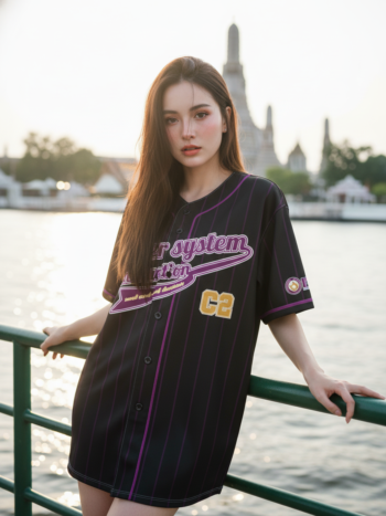 เสื้อเบสบอลพิมพ์ลาย สั่งทำ ออกแบบเอง ORDER 437 ด้านหน้า