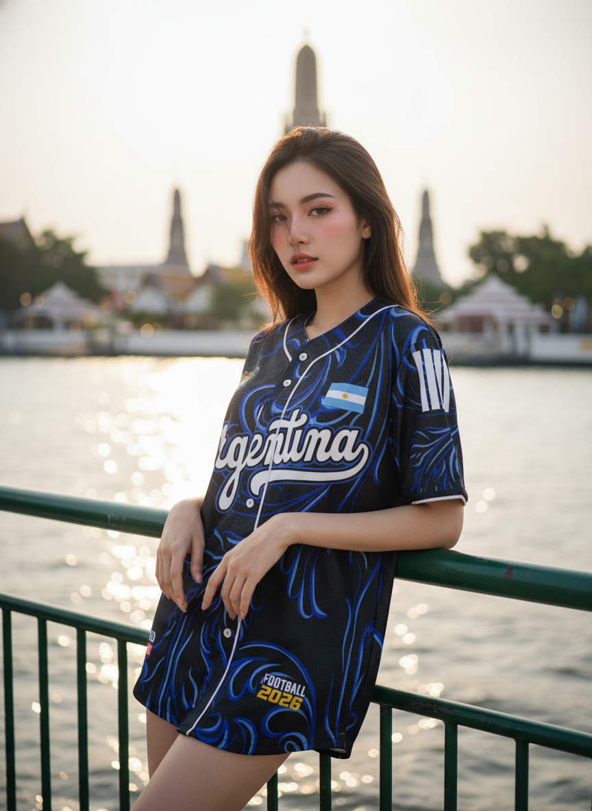 เสื้อแฟนบอล 2026 - อาร์เจนตินา เบสบอล (แบบ 2) ด้านหน้า เสื้อแฟนบอล 2026 - อาร์เจนตินา เบสบอล (แบบ 2) เสื้อแฟนบอล 2026