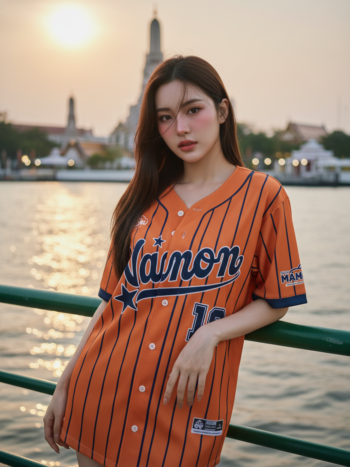 เสื้อเบสบอลพิมพ์ลาย สั่งทำ ออกแบบเอง ORDER 444 ด้านหน้า