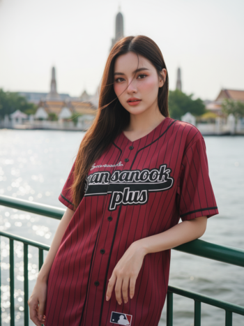 เสื้อเบสบอลพิมพ์ลาย สั่งทำ ออกแบบเอง ORDER 168 รอบ 5 ด้านหน้า