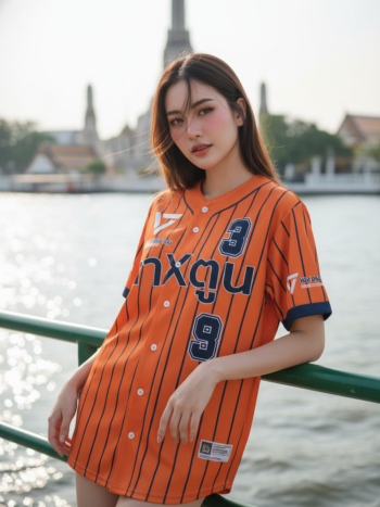 เสื้อเบสบอลพิมพ์ลาย สั่งทำ ออกแบบเอง ORDER 54 ด้านหน้า
