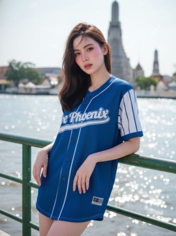 เสื้อเบสบอลพิมพ์ลาย สั่งทำ ออกแบบเอง Meow Rusmintratip ด้านหน้า