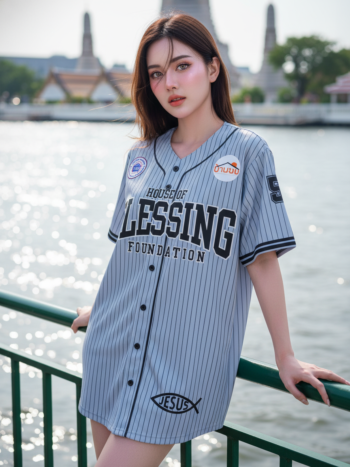 เสื้อเบสบอลพิมพ์ลาย สั่งทำ ออกแบบเอง ORDER 82 ด้านหน้า