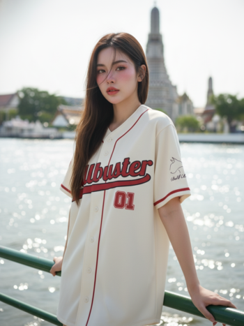 เสื้อเบสบอลพิมพ์ลาย สั่งทำ ออกแบบเอง ORDER 100 ด้านหน้า