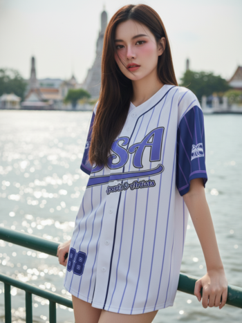 เสื้อเบสบอลพิมพ์ลาย สั่งทำ ออกแบบเอง ORDER 101 ด้านหน้า