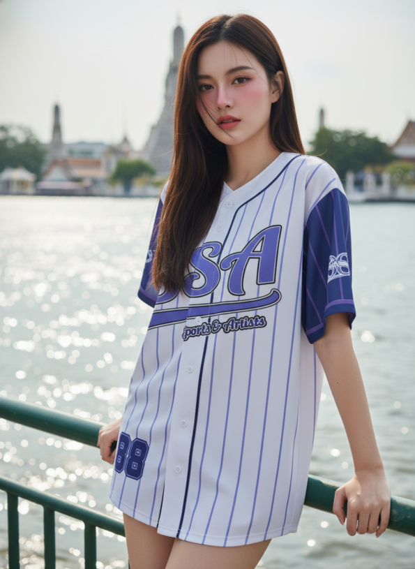 เสื้อเบสบอลพิมพ์ลาย สั่งทำ ออกแบบเอง ORDER 101 ด้านหน้า