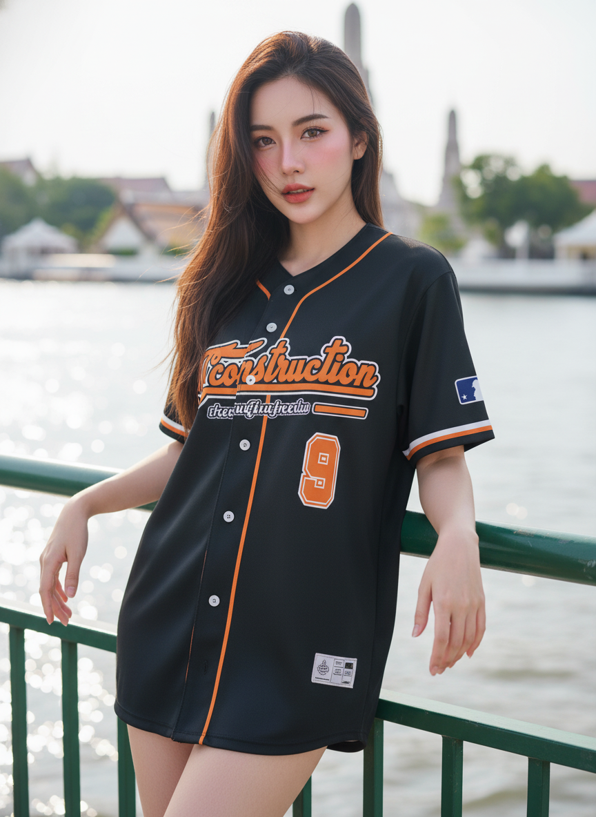 ORDER 120 เสื้อเบสบอล - ด้านหน้า เสื้อเบสบอลพิมพ์ลาย สั่งทำ ออกแบบเอง ORDER 120 ด้านหน้า
