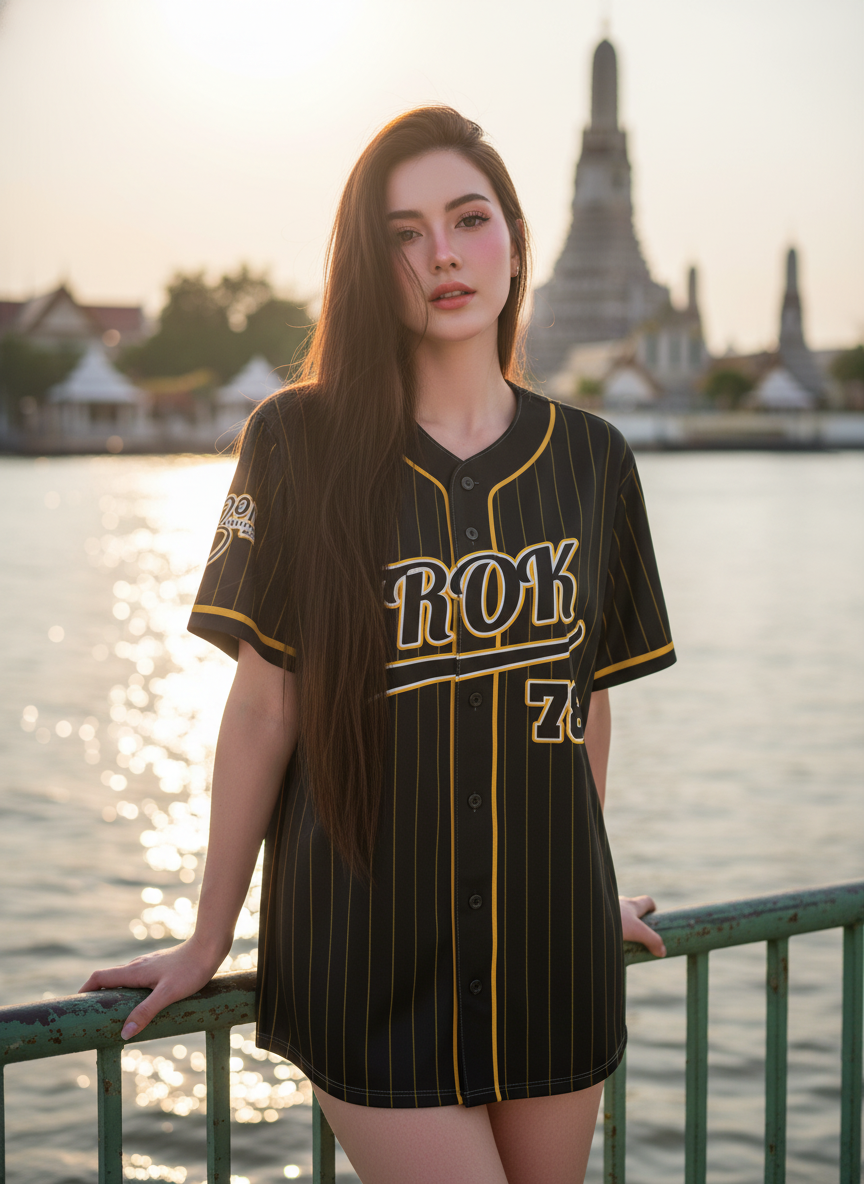 ORDER107 เสื้อเบสบอล - ด้านหน้า เสื้อเบสบอลพิมพ์ลาย สั่งทำ ออกแบบเอง ORDER107 ด้านหน้า